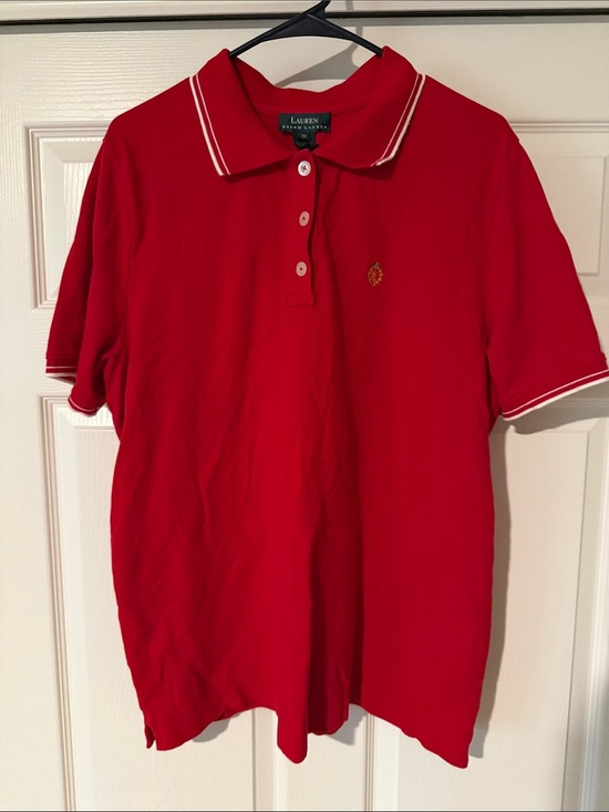Lauren Ralph Lauren Tops - Lauren Ralph Lauren Red Polo with White Trim and Embroidered Crest